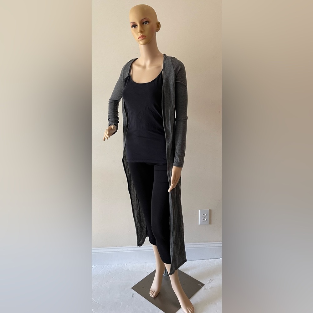 Ankle Length Charcoal Long Sleeve Cardigan